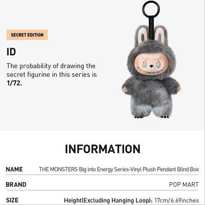Labubu Big Into Energy Plush Blind Box Vinyl Figures - Gen 3 Collection (Pack of 1) – Includes 1 Fluffy Cute Monsters